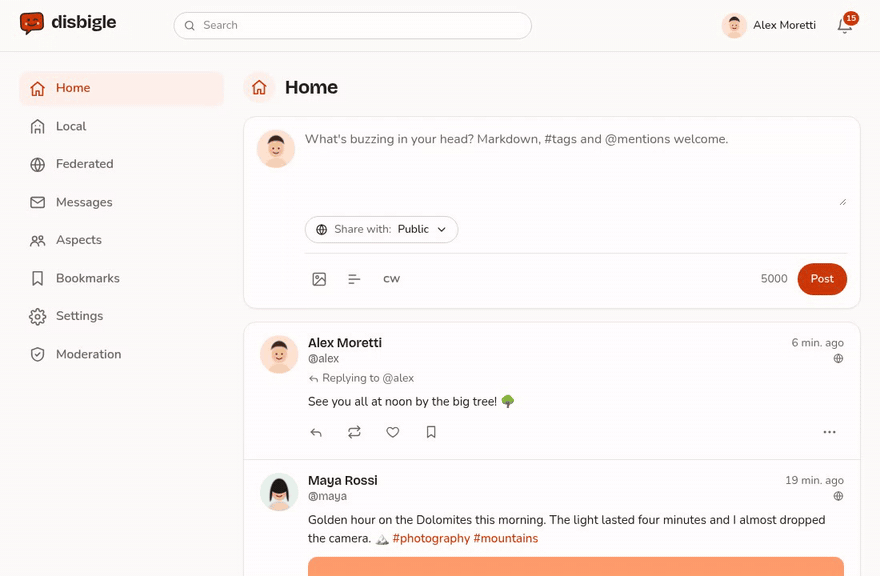 Animation: writing a post and sharing it only with the Family aspect