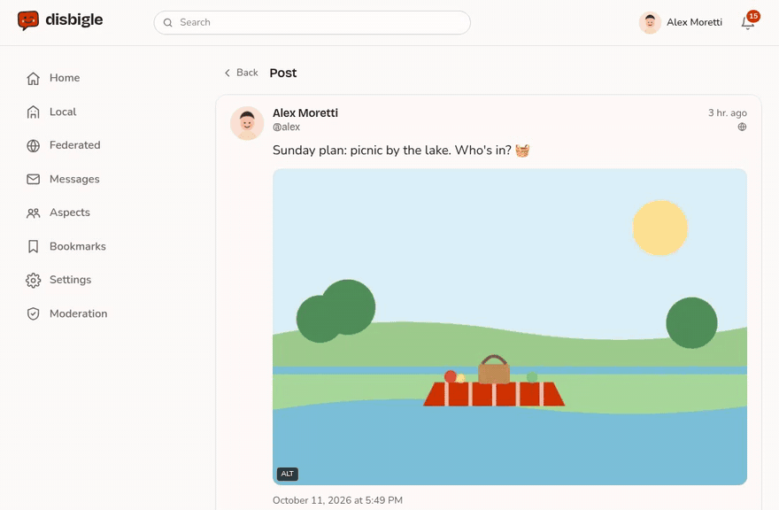 Animation: likes and a reply in a thread with people from other networks